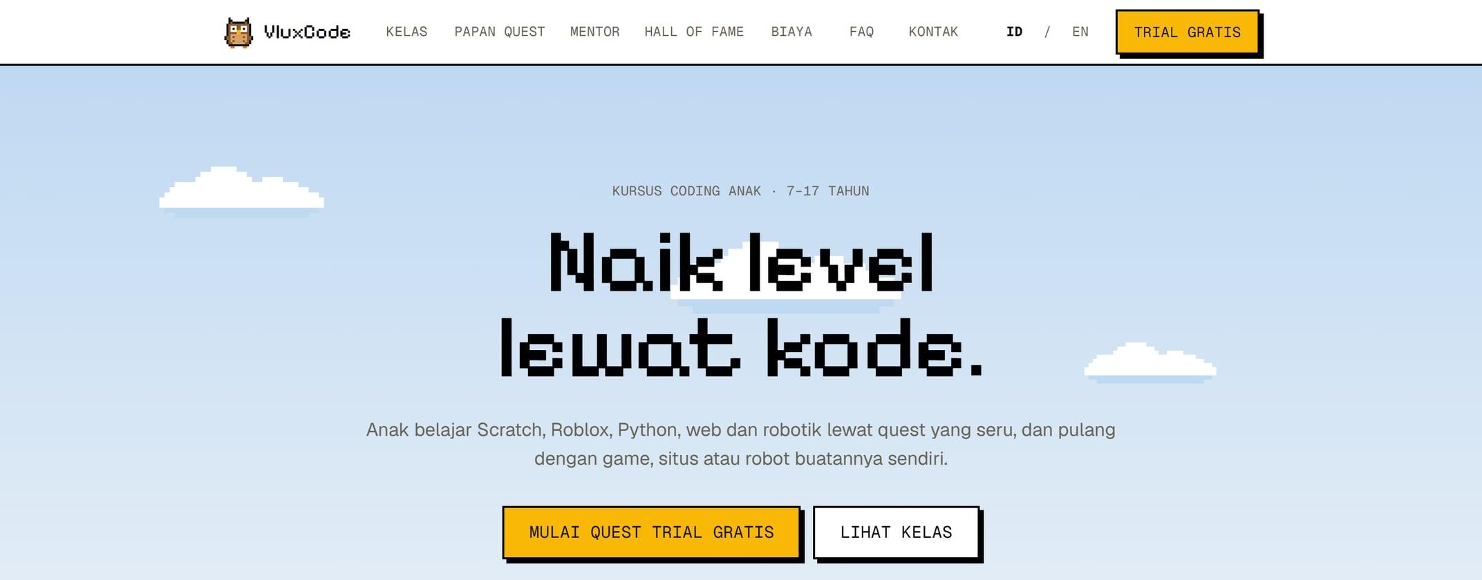 Tangkapan layar situs demo di desktop