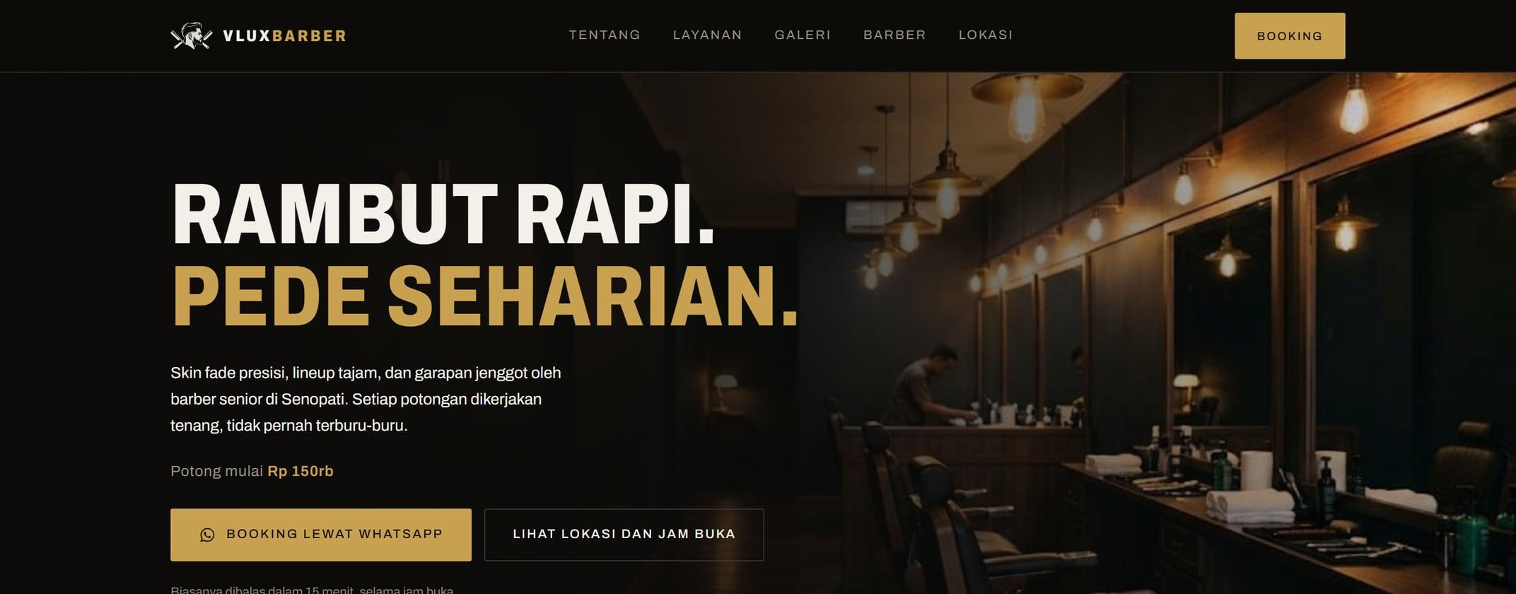 Tangkapan layar situs demo di desktop