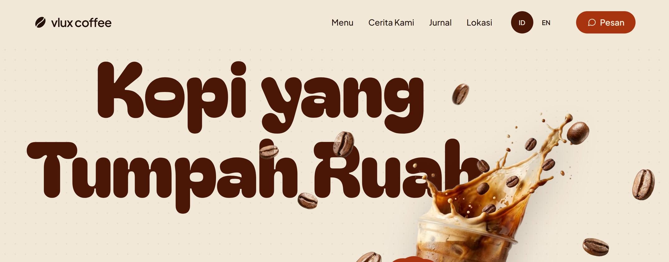 Tangkapan layar situs demo di desktop