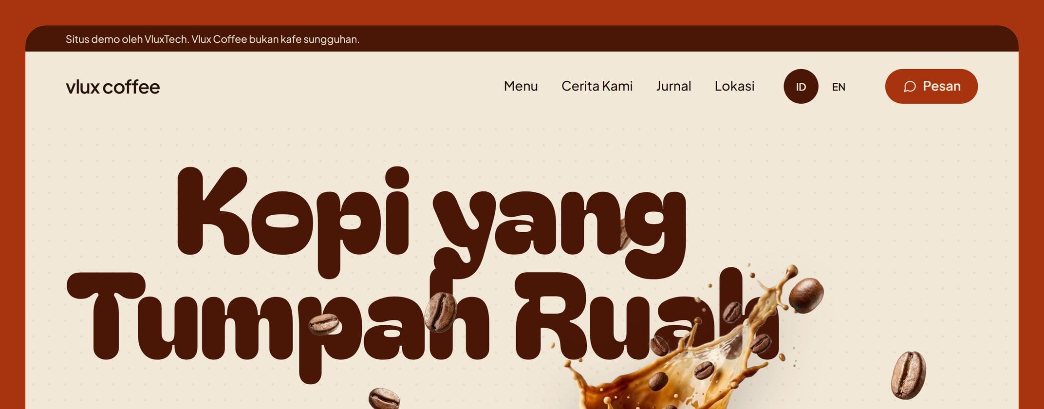 Desktop screenshot of the live demo site
